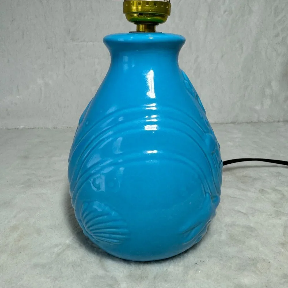 Disney Vintage Little Mermaid Lamp Blue Ceramic 1989 Base only no Shade - Picture 4 of 10